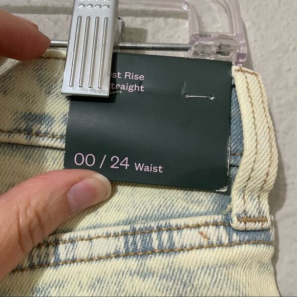 Wild Fable Acid Wash Yellow Tinted Highest Rise 90s Straight Leg Jeans NWT - Picture 6 of 10